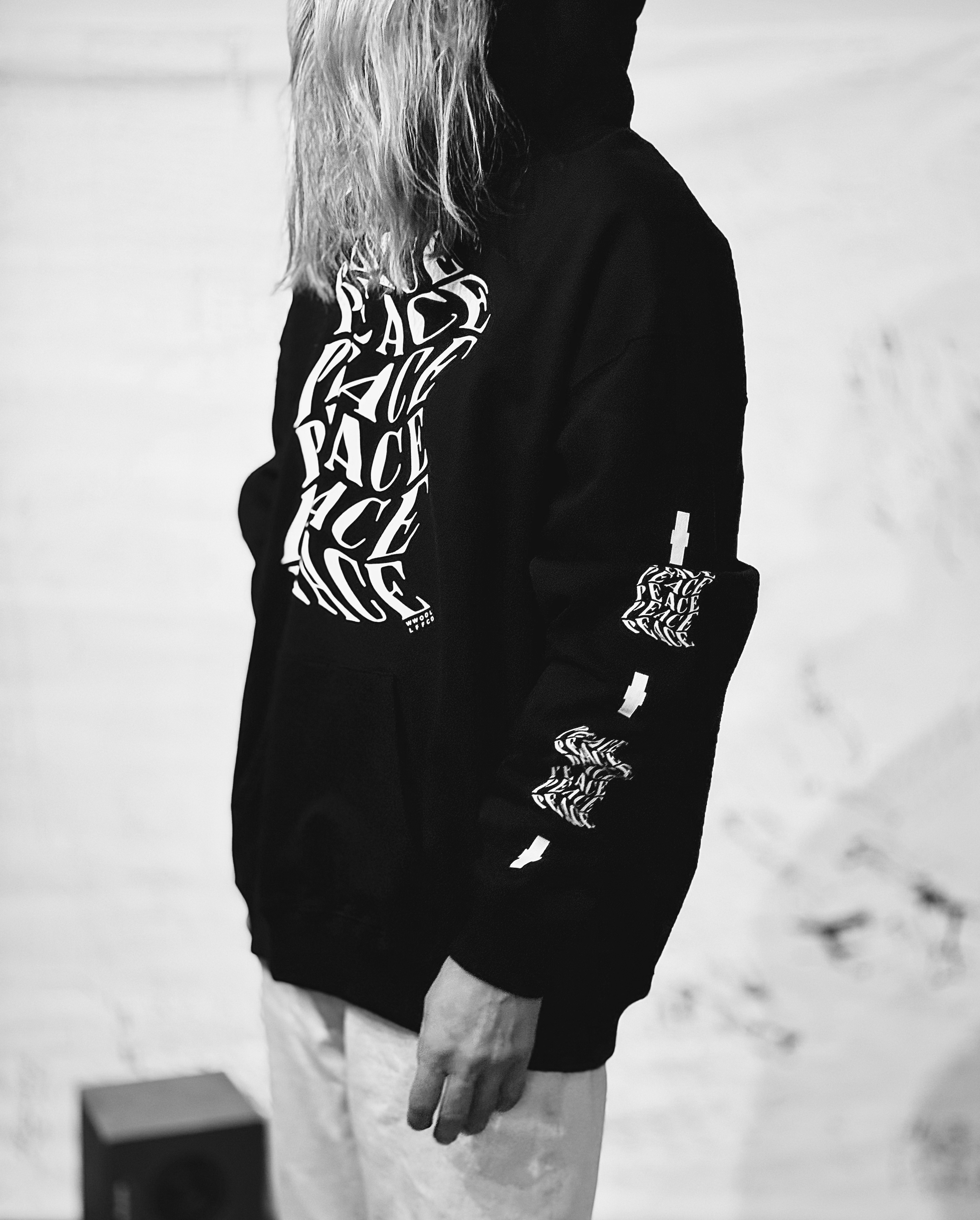 Peace III | Oversized Black Hoodie