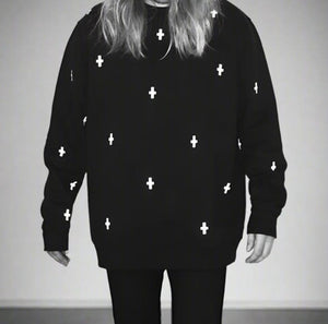 WWOOLLFF Space Crosses | Oversized Black Sweatshirt