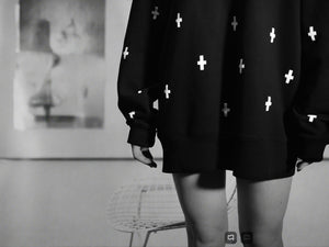 WWOOLLFF Space Crosses | Oversized Black Sweatshirt