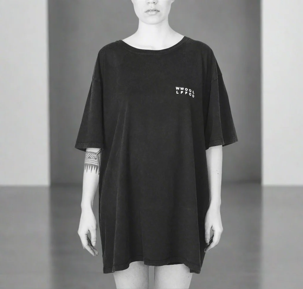 WWOOLLFF Cross | Oversized Washed Out Black Tee – WWOOLLFF CO.