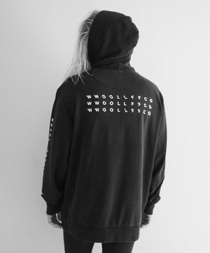 WWOOLLFF Grids | Garment Dyed Black Hoodie