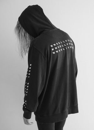 WWOOLLFF Grids | Garment Dyed Black Hoodie