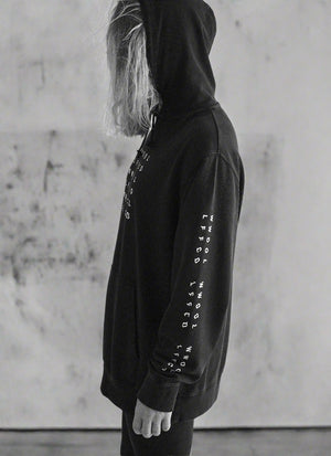 WWOOLLFF Grids | Garment Dyed Black Hoodie