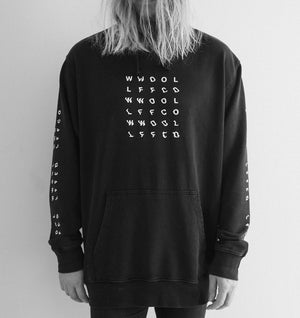 WWOOLLFF Grids | Garment Dyed Black Hoodie