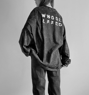 WWOOLLFF Grids | Oversized Acid Black Long Sleeve