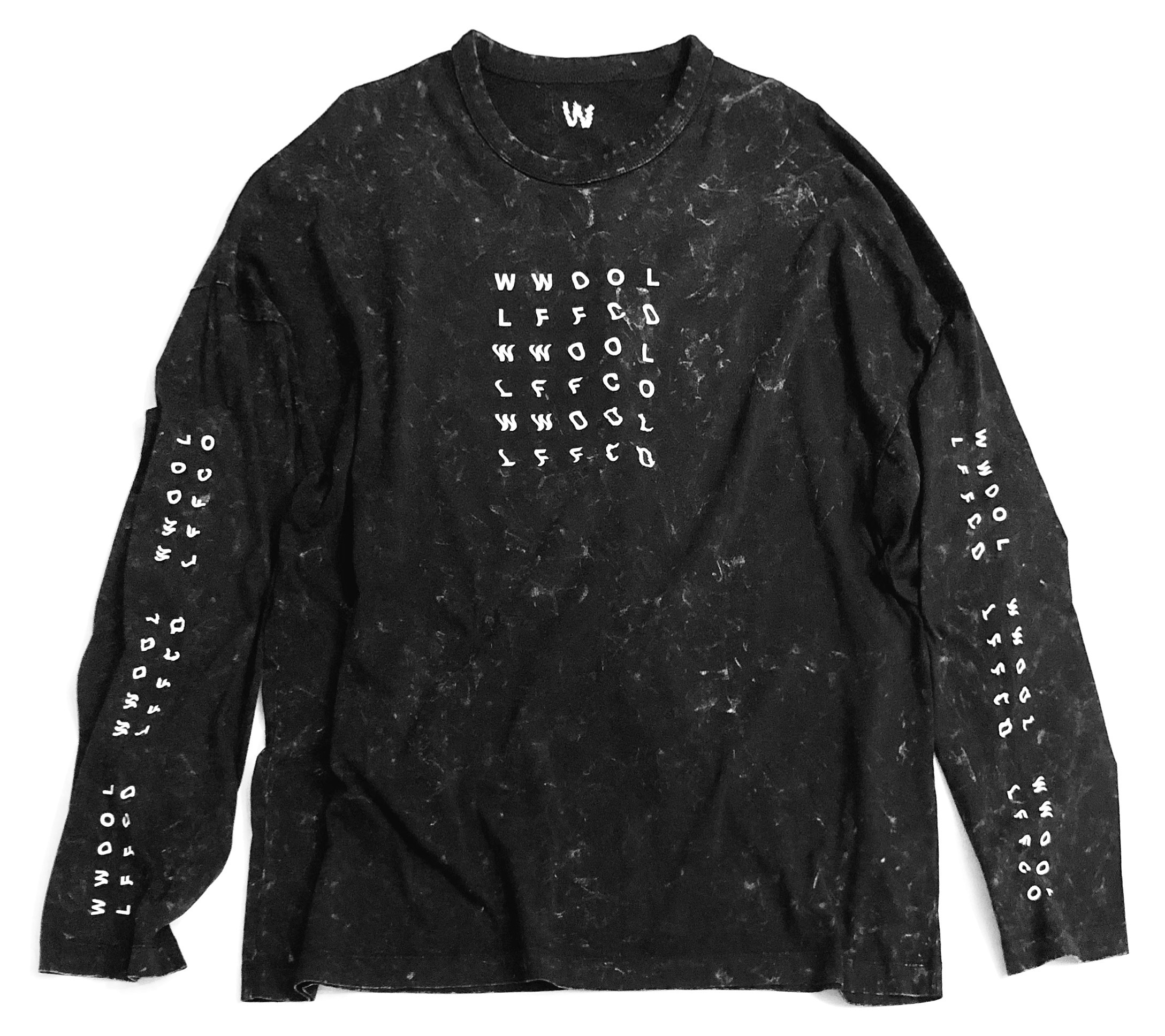 WWOOLLFF Grids | Oversized Acid Black Long Sleeve