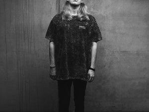 WWOOLLFF Cross | Oversized Acid Washed Black Tee