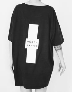 WWOOLLFF Cross | Oversized Washed Out Black Tee