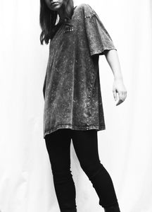 WWOOLLFF Cross | Oversized Acid Washed Black Tee