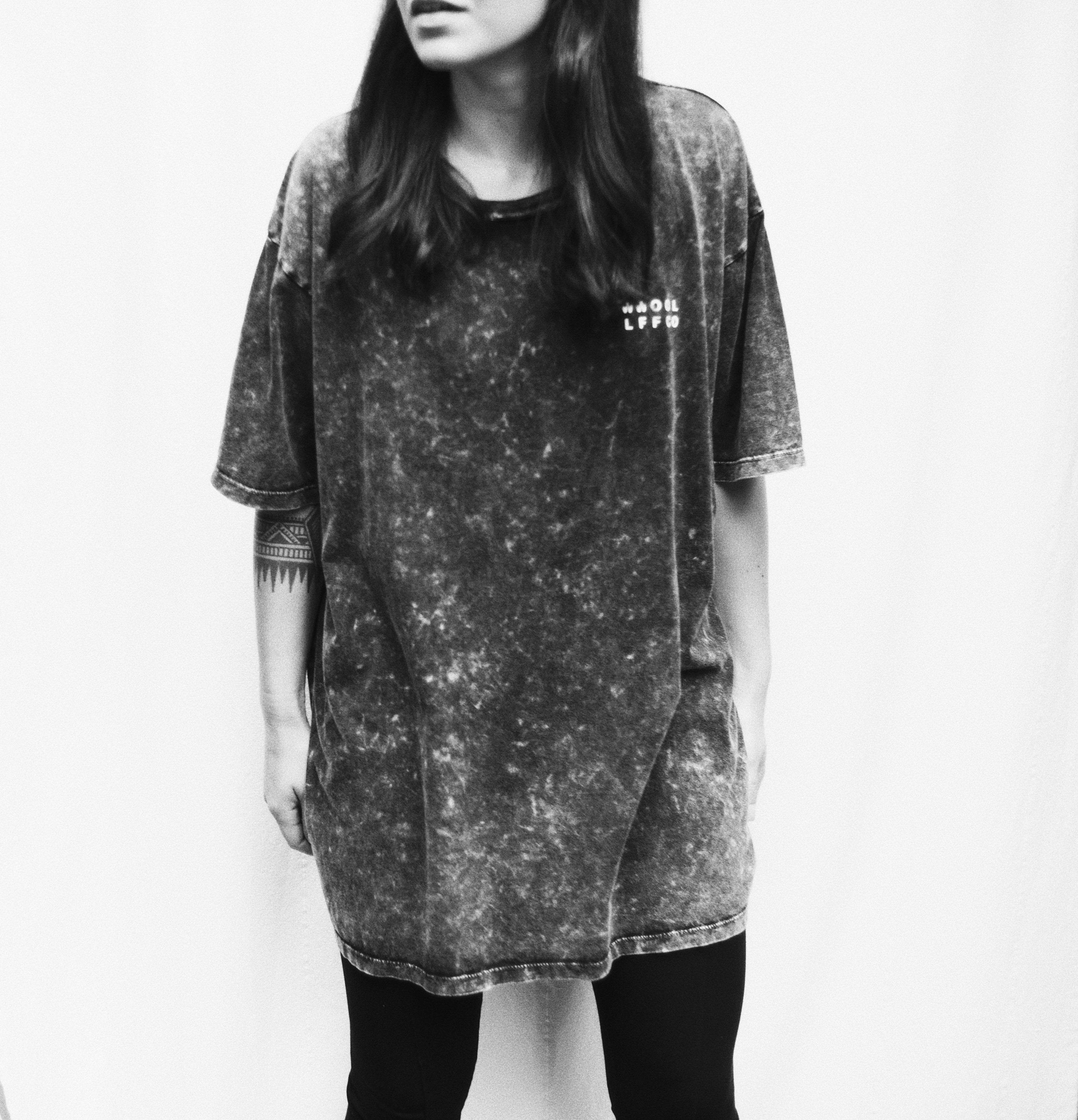 WWOOLLFF Cross | Oversized Acid Black Tee