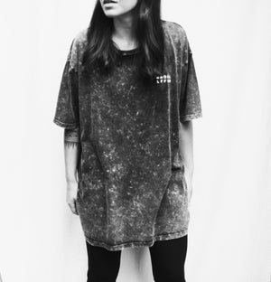 WWOOLLFF Cross | Oversized Acid Washed Black Tee