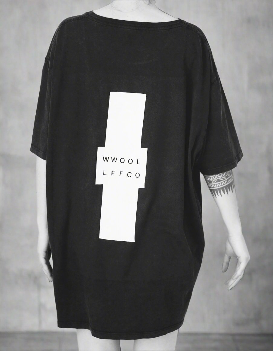 WWOOLLFF Cross | Oversized Washed Out Black Tee – WWOOLLFF CO.